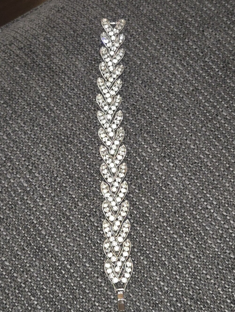 Vintage Crown Trifari Rhinestone Braided Link Bracelet